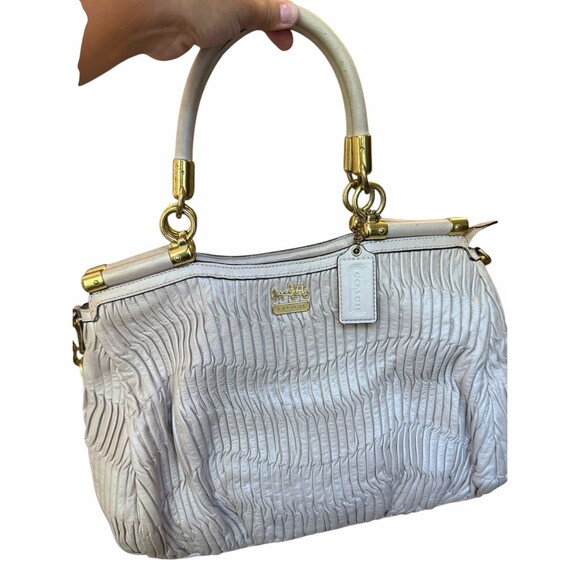 Coach Handbags - Coach 1302-21281 Ivory Gathered Leather Satchel Shoulder Bag Gold Hardware